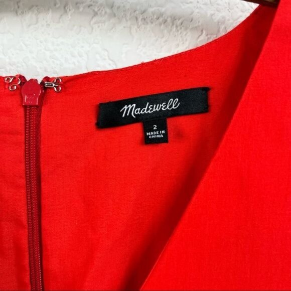 Madewell Eyelet Lattice Dress Peplum Eyelet V Neck Swing - Picture 8 of 10